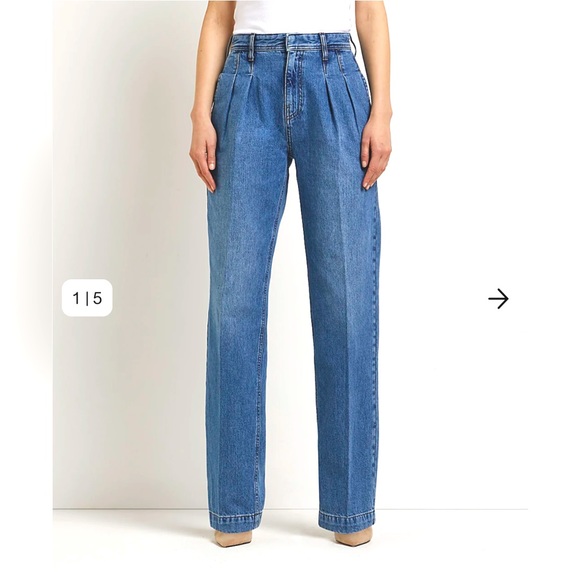 River Island Blue High Waisted Straight Jeans - Picture 1 of 6